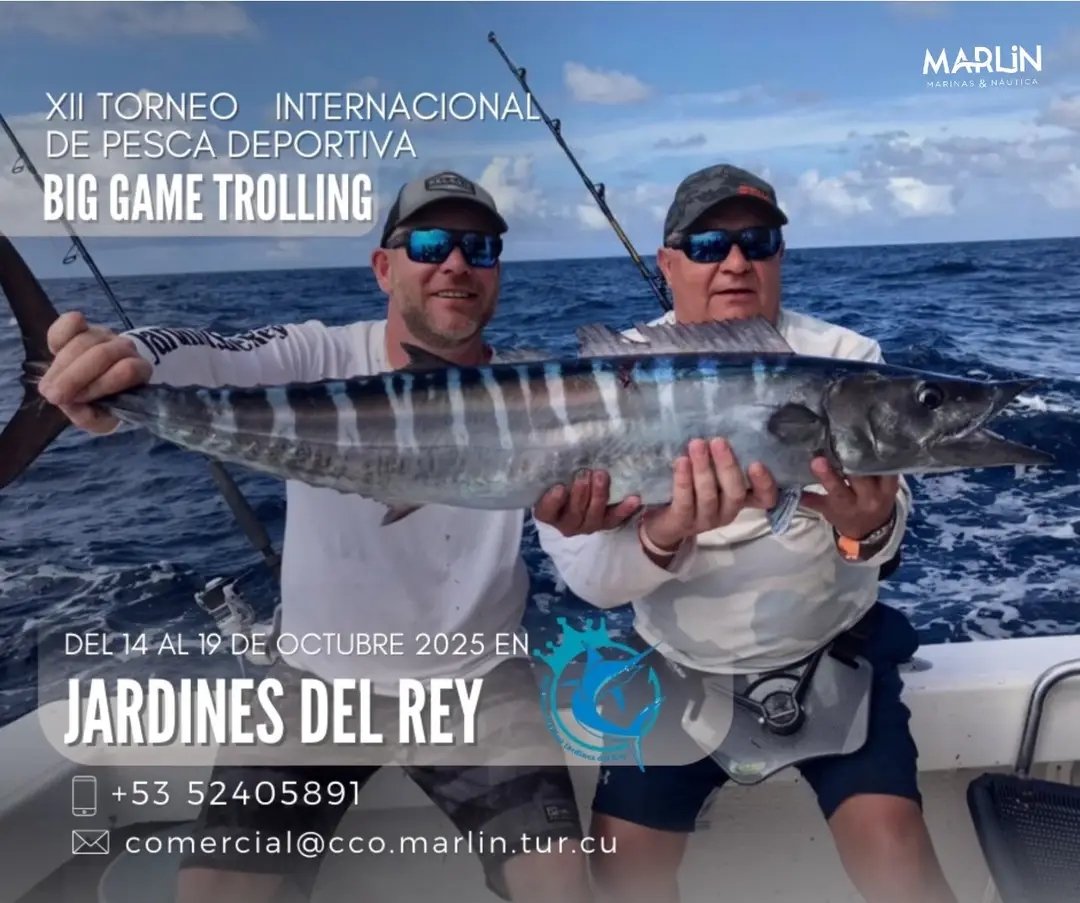 LaCubaTuristica's tweet image. 🎣 Del 14 al 19 de octubre de 2025: Torneo Internacional de Pesca  Deportiva Jardines del Rey Big Game Trolling.
📍Costa norte de Cayo Coco y Cayo Guillermo, C-U-B-A 🇨🇺 
@nautica_marlin 
#fishingtrip