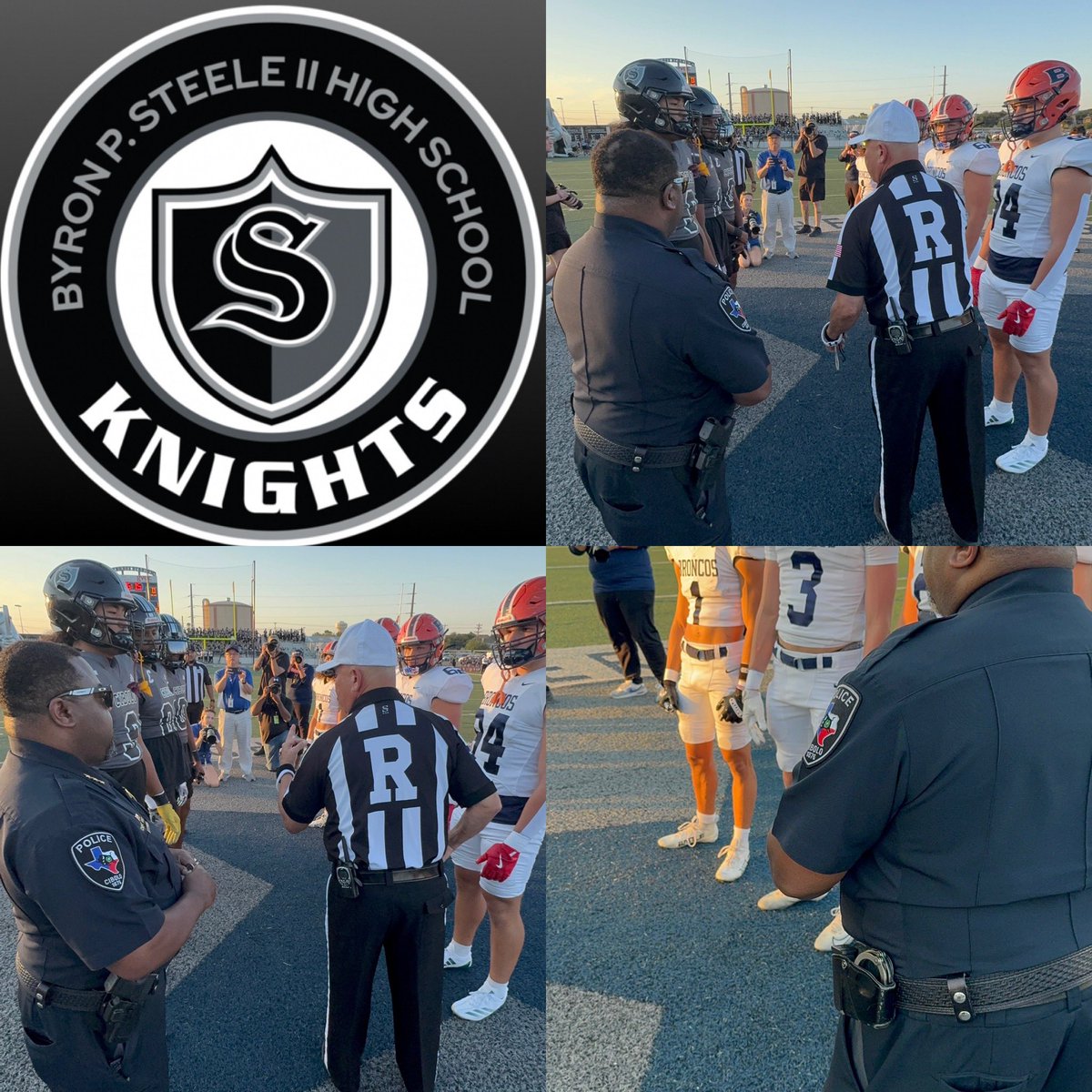 It was a honor and privilege to be invited to represent the <a href="/CiboloPD/">Cibolo Police Dept</a> for the Annual Coin Toss for First Responder Night <a href="/SCUCISD/">SchertzCiboloUC ISD</a> Steele Knights versus Brandeis Foodball Game. The <a href="/cityofcibolotx/">City of Cibolo</a> community showed up to cheer on our flagship Byron Steele School!
#FridayNightLights