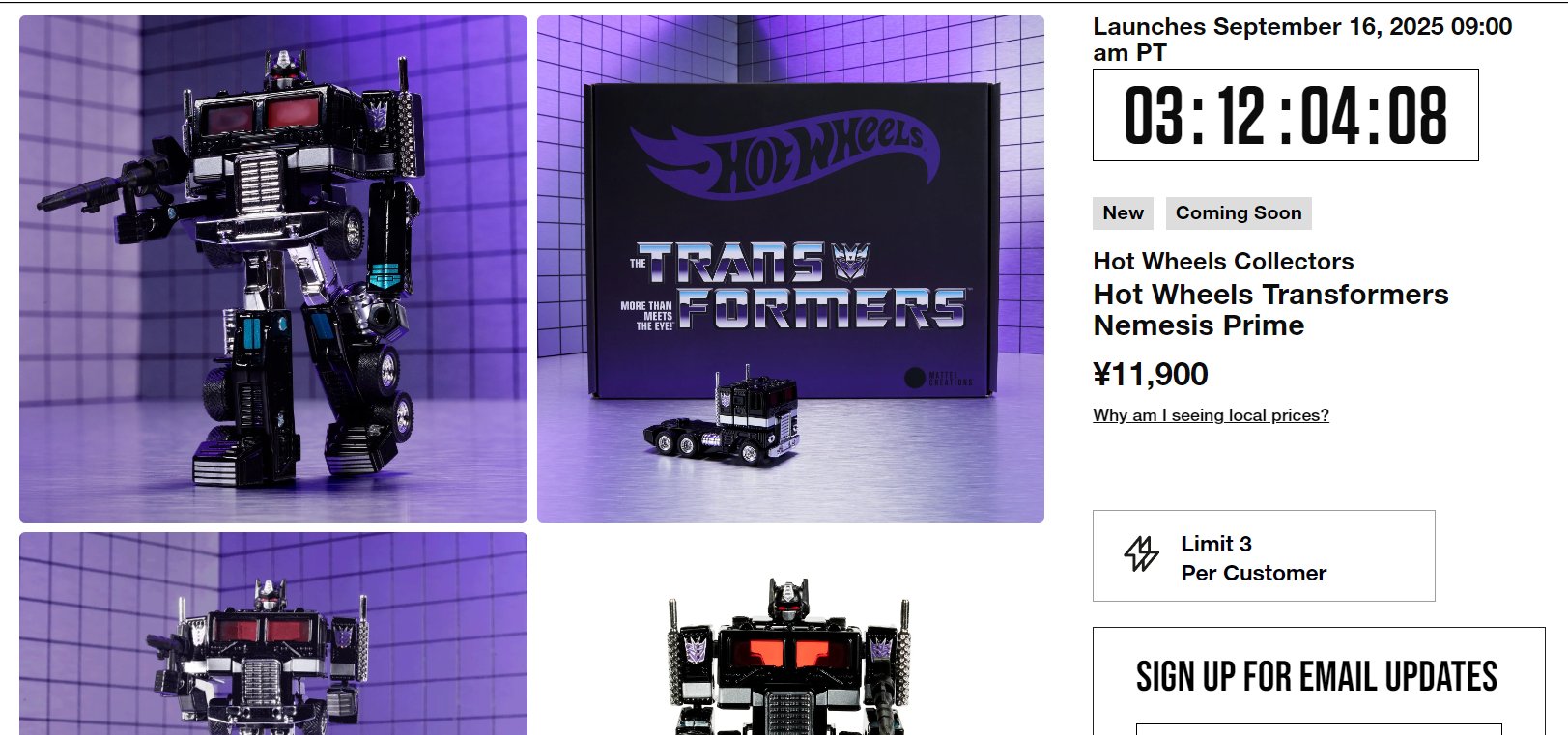 ホットウィール RLC限定 トランスフォーマー ネメシスプライム ホット