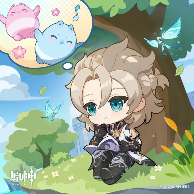 #原神_キャラ生誕祭 【#アルベド生誕祭2025】 「この小説に出てくる夢喰い獏…なかなか面白い。絵を描くなら…こんな感じでどうだろう?」