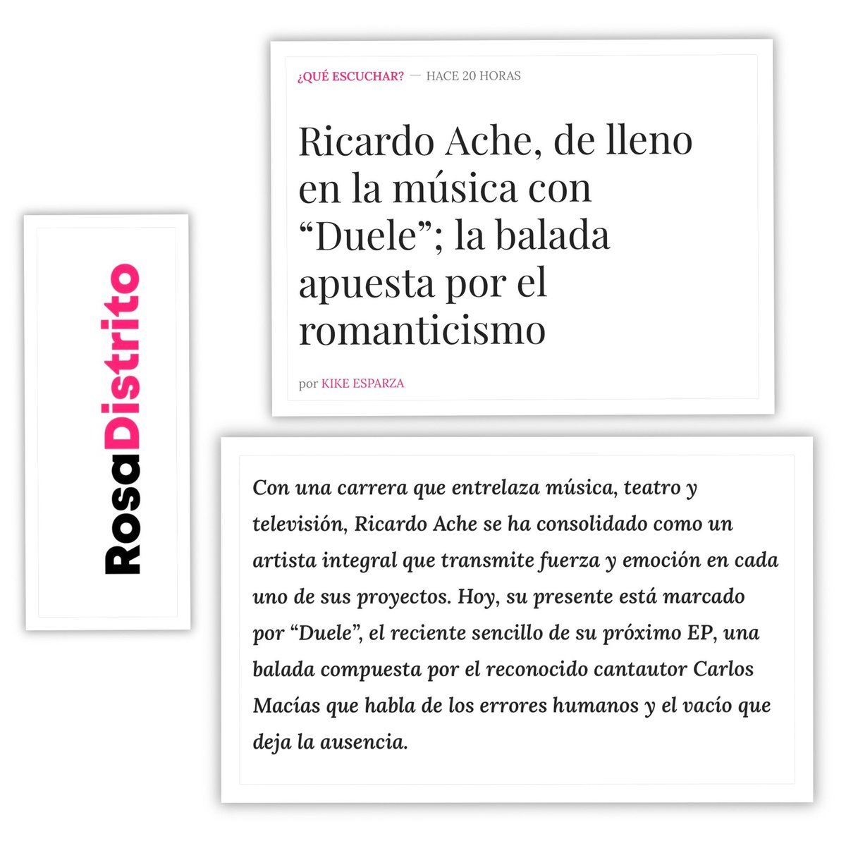 _ricardosoy's tweet image. Gracias, @RosaDistrito !! #RosaDistrito #entrevista #nota #cantantemexicano #Duele #ElSilencio #AquíVoy #AmorDolor 
Nota completa👉🏻rosadistrito.com/ricardo-ache-d…