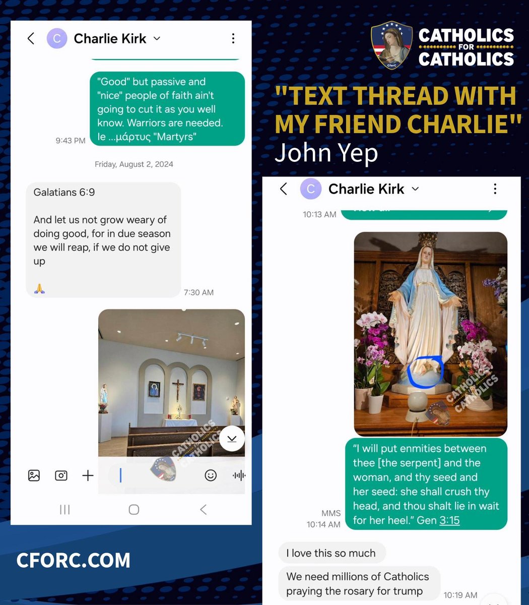 Catholics for Catholics 🇺🇲 (@cforcatholics) on Twitter photo CHARLIE KIRK WAS MY FRIEND
Final Salute to a Brother in Arms
John Yep, <a href="/USAYep/">John Yep 🇺🇲</a> President Catholics for Catholics <a href="/CforCatholics/">Catholics for Catholics 🇺🇲</a>
We’re both from Chicago. He founded TPUSA at his parent’s home in Lemont, IL a few blocks from my house. His first event was in Rockford where I was CHARLIE KIRK WAS MY FRIEND
Final Salute to a Brother in Arms
John Yep, <a href="/USAYep/">John Yep 🇺🇲</a> President Catholics for Catholics <a href="/CforCatholics/">Catholics for Catholics 🇺🇲</a>
We’re both from Chicago. He founded TPUSA at his parent’s home in Lemont, IL a few blocks from my house. His first event was in Rockford where I was