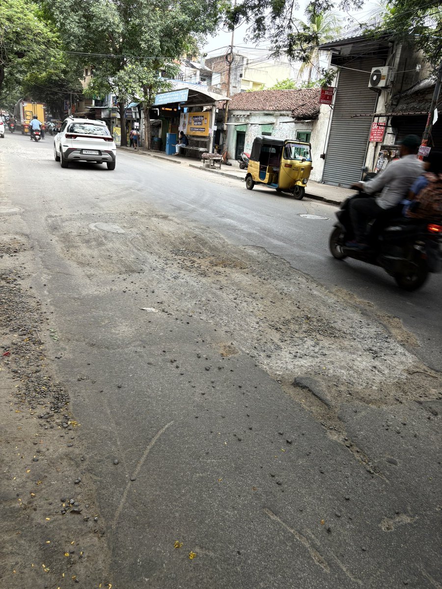 The road has started to cave in again causing traffic jam during peak hours. It has become dangerous for motorists.Can you please tell what happens to the bags of cement and gravel that was allotted to repair this ? .<a href="/chennaicorp/">Greater Chennai Corporation</a> <a href="/kgbias/">KGB</a> <a href="/ChennaiTraffic/">Greater Chennai Traffic Police</a>