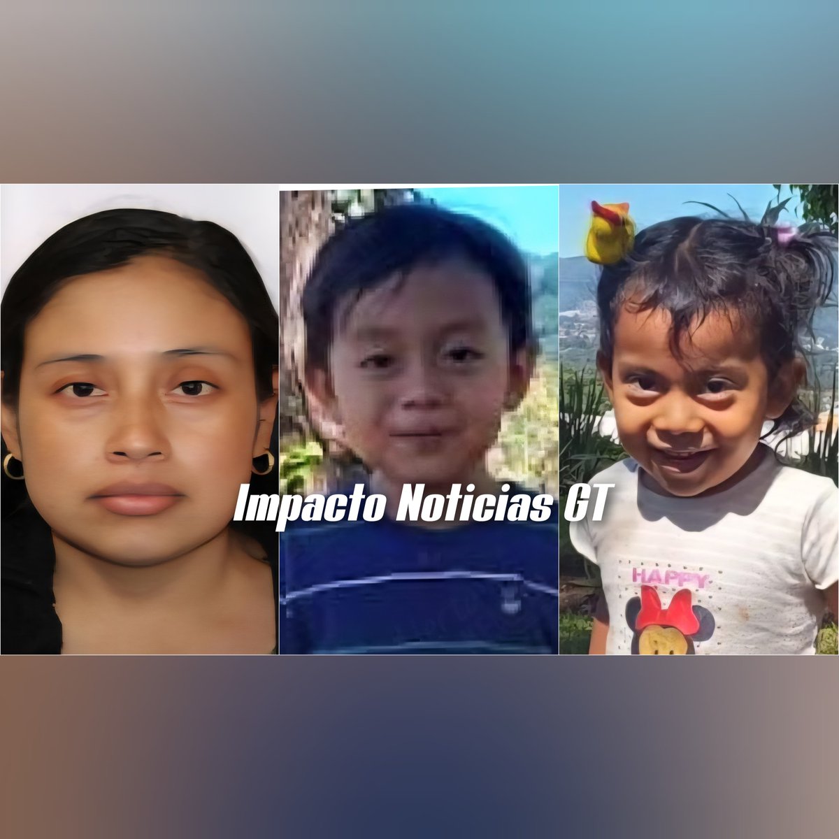 🚨 URGENTE | Madre e hijos desaparecidos en Antigua Guatemala

Reportan la desaparición de Laura Xiomara Díaz Escalante y de sus hijos Luis Eduardo Chacón Díaz y Sofía Alejandra Chacón Díaz, ambos de 4 años, desaparecidos en la Aldea San Juan del Obispo, Antigua Guatemala.