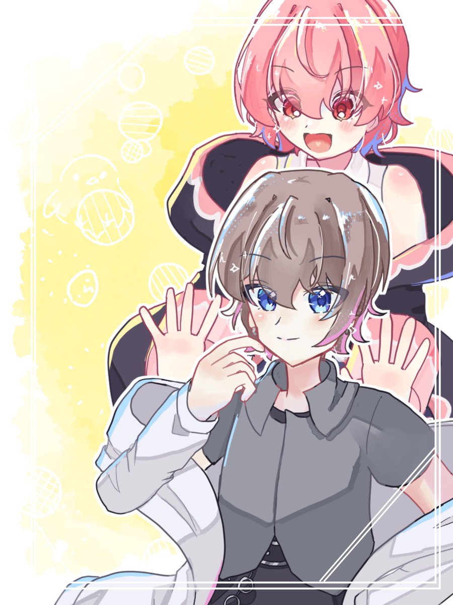 #ヒナの隠れ画 
2人一緒のイラストです！