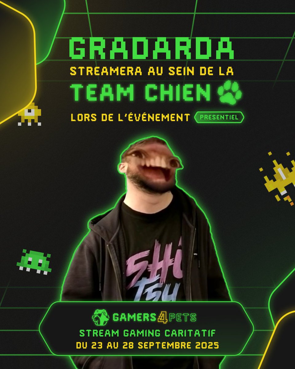 🔥 C’est officiel, <a href="/gragarda/">Gragarda</a> sera des nôtres pour l’IRL Gamers4Pets à Lyon !
Streamer aussi déjanté que fun, il revendique fièrement son côté  «Unique »  👁️👄👁️ et promet des moments totalement imprévisibles. Préparez-vous, ça va être unique ! 🎮🐾