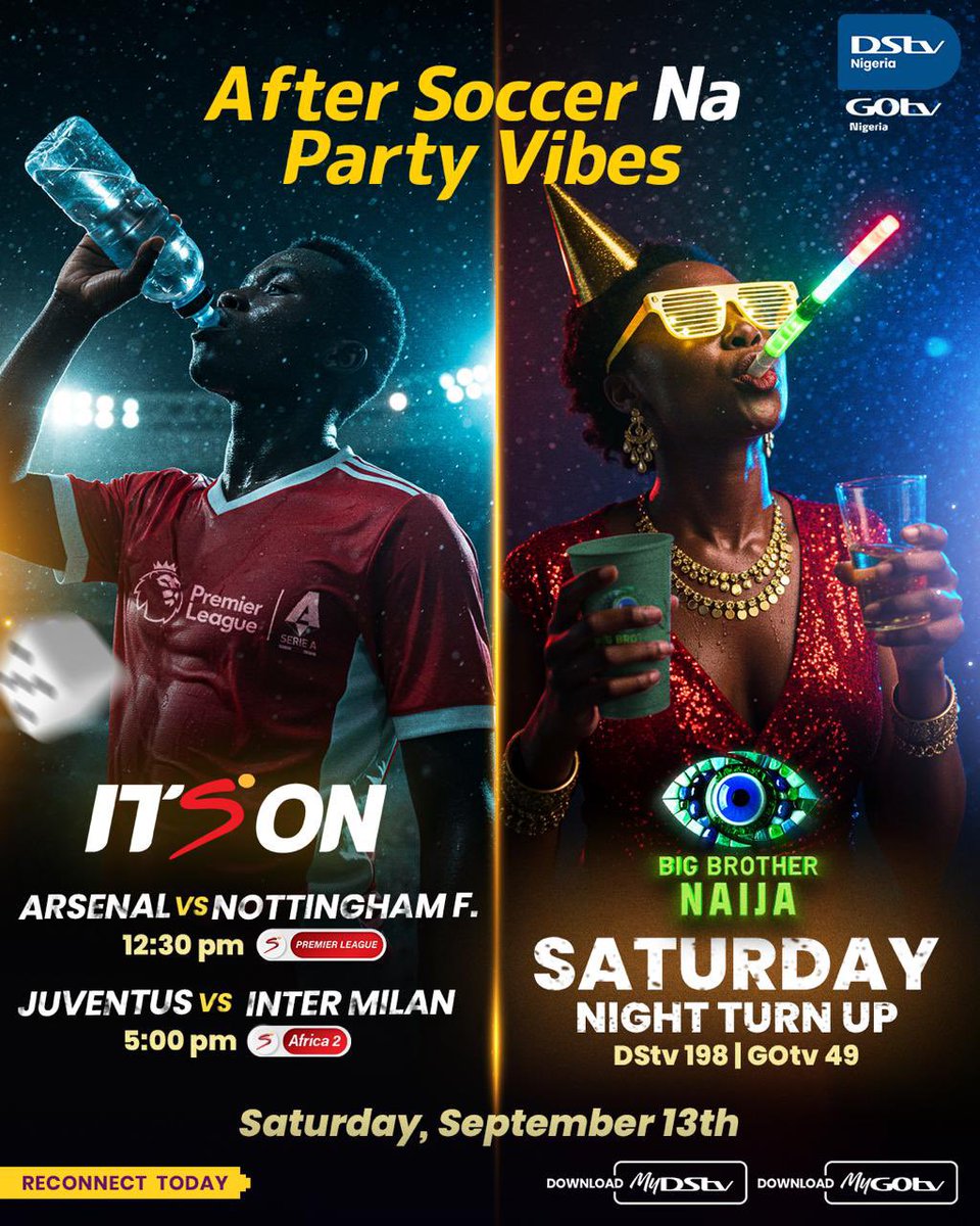 Ella๐ (@_gabri3llaa) on Twitter photo Ball during the day, party at night! Pure entertainment lined up for you today.
Reconnect today and donโt miss out!!!
#ItsOnGOtvย #BBNaijaS10 Ball during the day, party at night! Pure entertainment lined up for you today.
Reconnect today and donโt miss out!!!
#ItsOnGOtvย #BBNaijaS10
