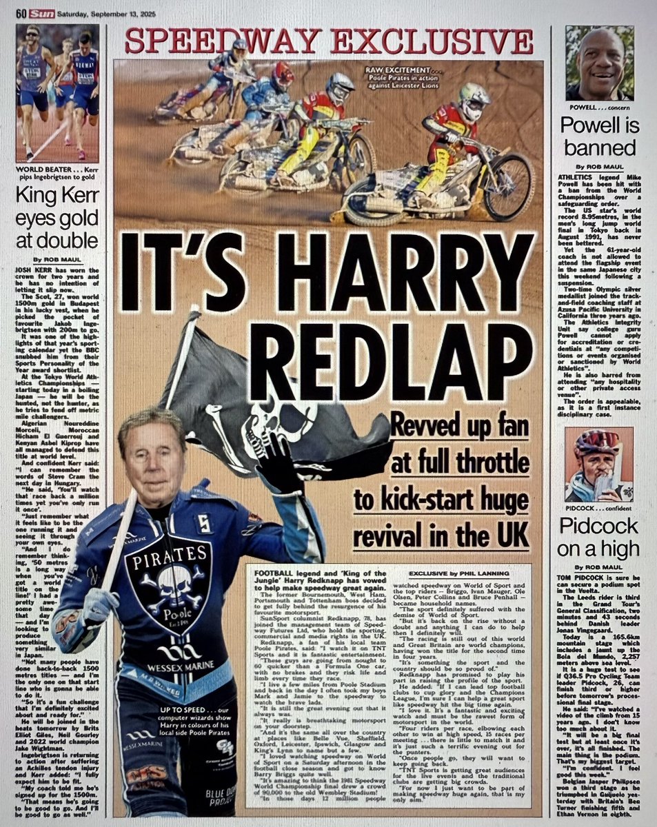 Only in <a href="/SunSport/">Sun Sport</a> today: Footie legend Harry Redknapp to join speedway revival bid. 

#speedway