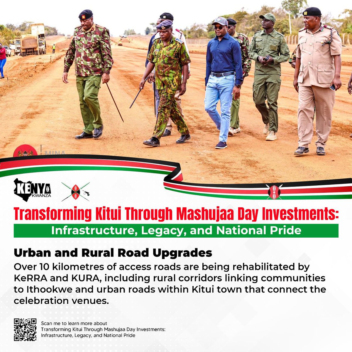 Economic empowerment is at the heart of Mashujaa Day Investments 2025. By modernizing roads, drainage, and air transport, Kitui is being positioned as a competitive regional hub. #TransformingKitui