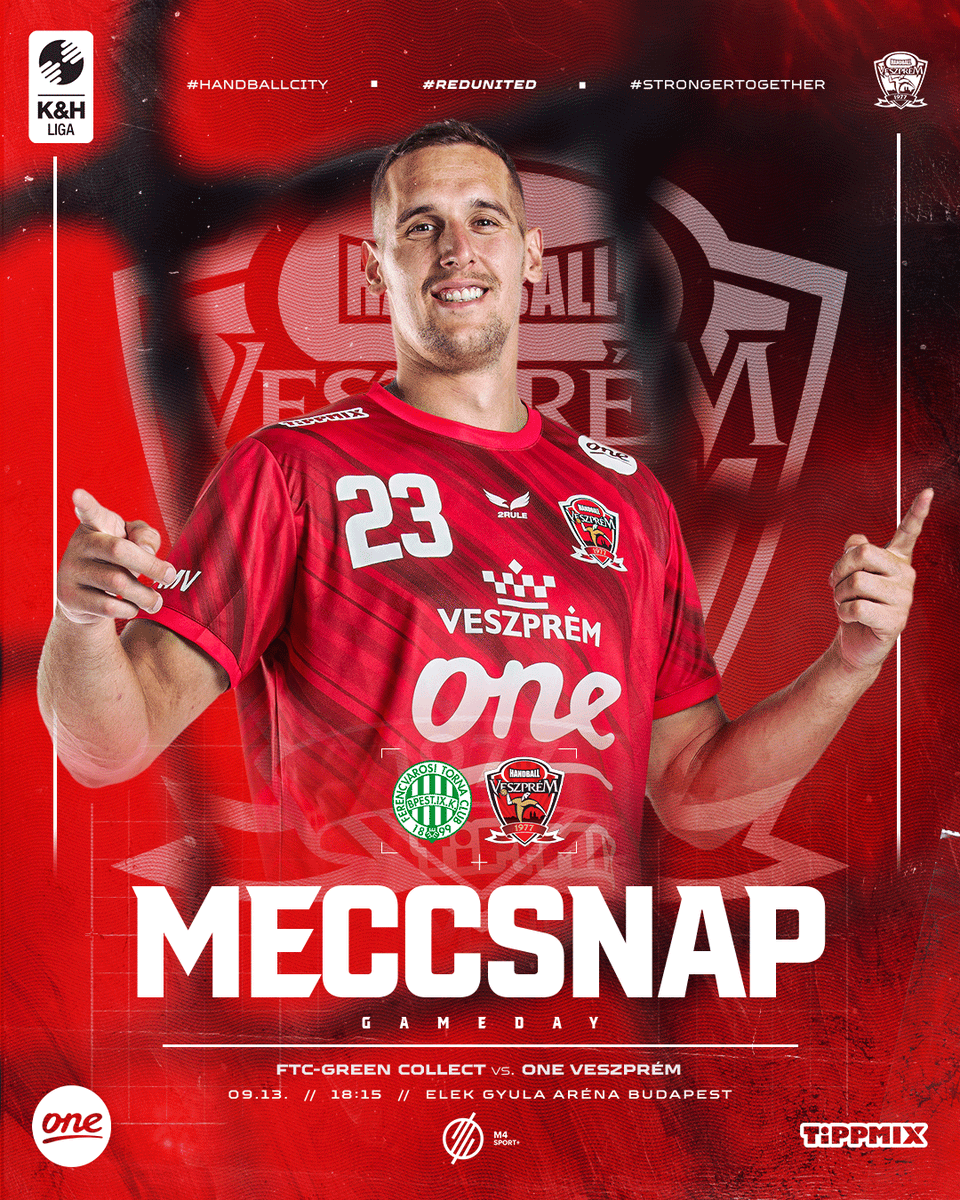 veszprem_hc's tweet image. GAMEDAY! 🔴⚪️
🆚 FTC - Green Collect
🕰️18:15 
📺M4Sport+
#RedUnited #HandballCity #StrongerTogether