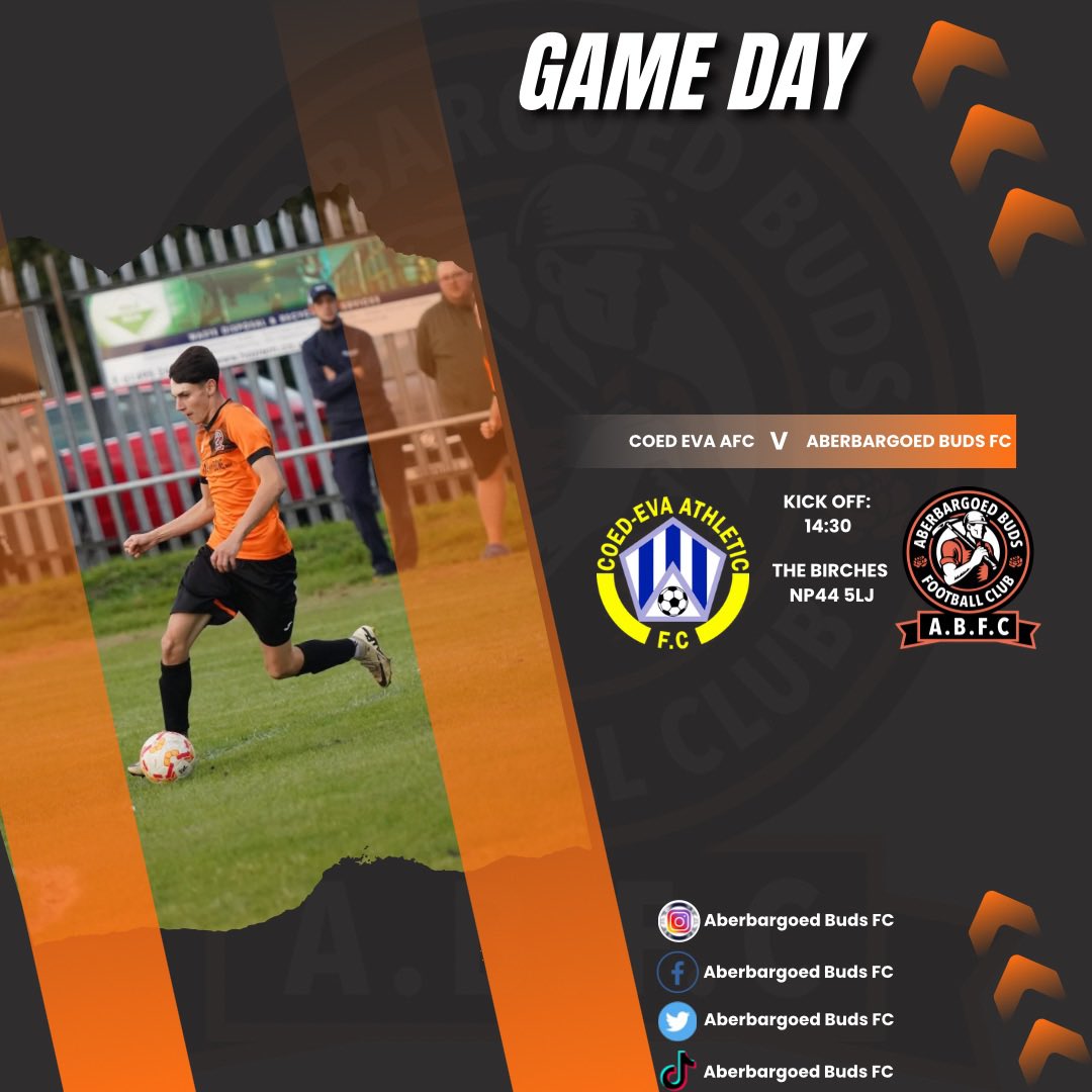 🚨GAMEDAY🚨

Just the firsts in action today as they head down to Coed Eva Athletic! Looking to get the three points the lads need a better performance after midweek! 

#uppabuds🧡
