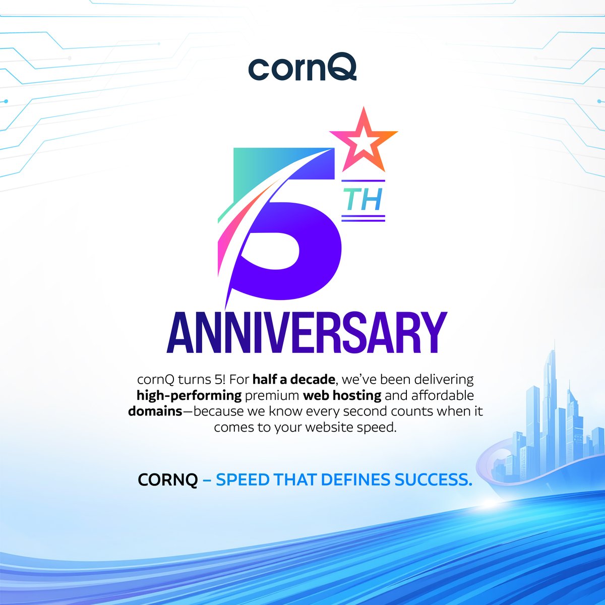 mycornQ's tweet photo. 🎉 cornQ is 5!  

Half a decade of high-performing hosting &amp; affordable domains.  Because every second counts. 

CORNQ – Speed That Defines Success.  

#cornQ #5YearsOfSuccess https://t.co/gxMDxgR9OT