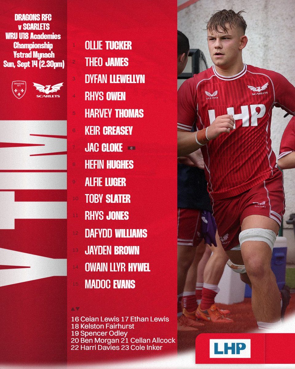 Our U18s take on the Dragons at Ystrad Mynach on Sunday

Here's how they line up 👊 

Eich tîm D18 i wynebu y Dreigiau yn Ystrad Mynach ar Ddydd Sul

#nextgeneration #ygenhedlaethnesaf