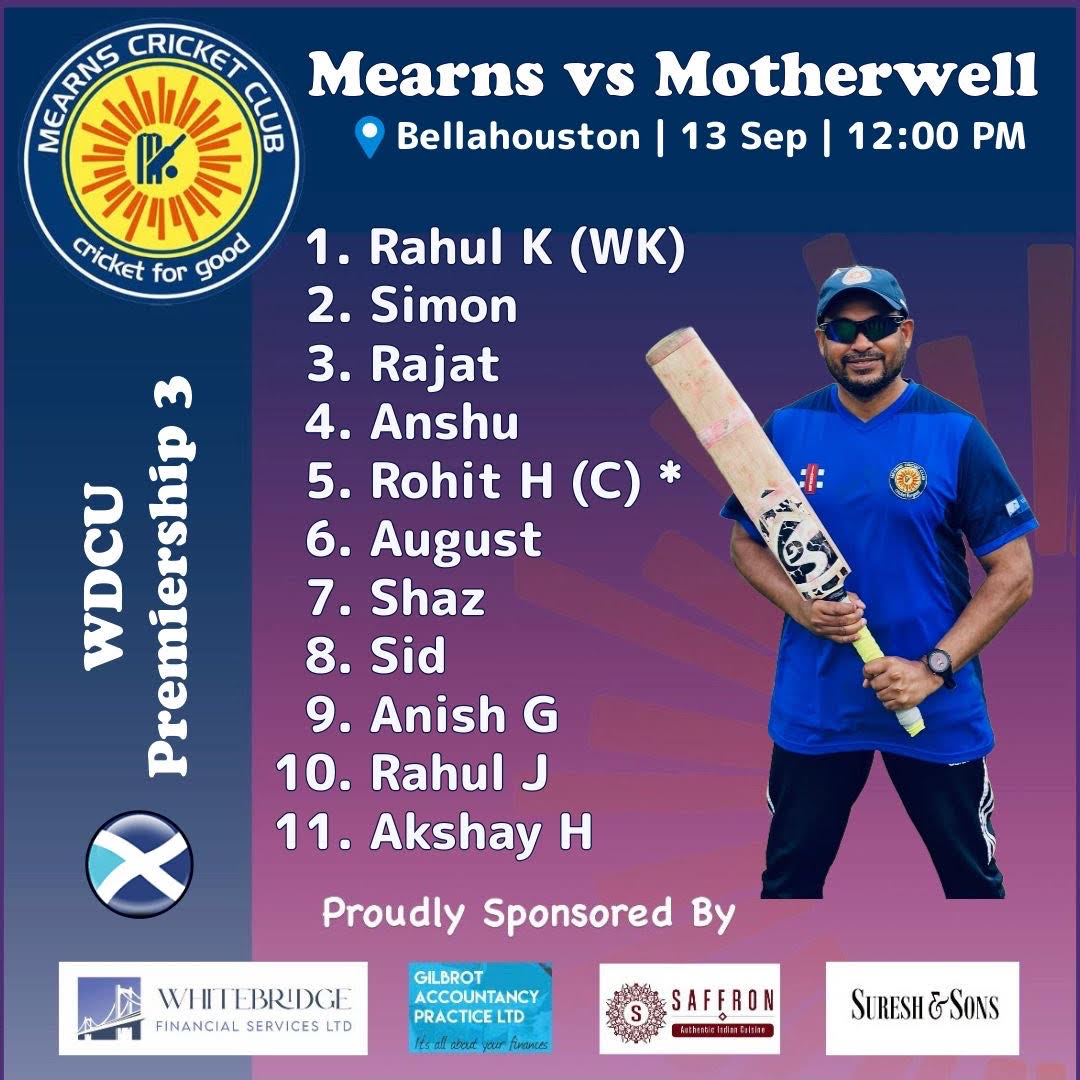 MearnsCricket's tweet photo. π§οΈπ Last dance of the season!
π Bellahouston | ποΈ 13 Sep | π 12:00 PM
π Mearns vs Motherwell β WDCU Premiership 3 Finale!
Letβs finish strong πͺ
Dear rain god, please behave today π€π€οΈ
#CricketForGood #MearnsCC #WDCU #FinalGame #CricketScotland @WDCUCricket https://t.co/cAIxPHWIyi