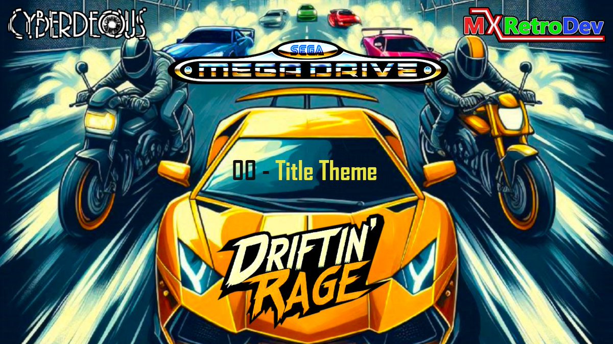 CYBERDEOUS - Crouzet Laurent (@laurent_crouzet) on Twitter photo Title theme music track from Driftin' Rage.
A new Mega Drive / Genesis game by <a href="/MXRetroDev/">Mauro Xavier</a> .
A love letter to those good old racing games we love !
Listen to it here -> youtu.be/q28mp9grw9g <- Title theme music track from Driftin' Rage.
A new Mega Drive / Genesis game by <a href="/MXRetroDev/">Mauro Xavier</a> .
A love letter to those good old racing games we love !
Listen to it here -> youtu.be/q28mp9grw9g <-