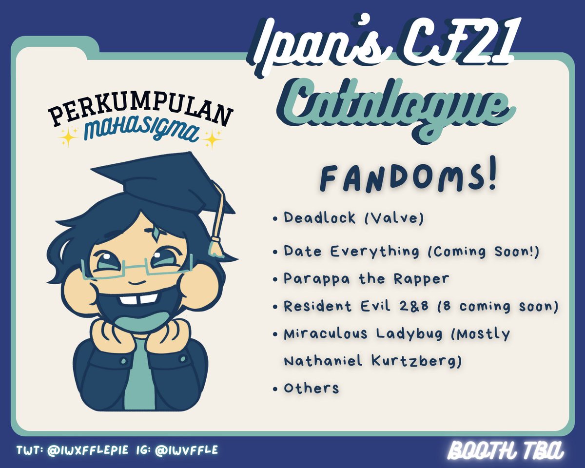 iwxfflepie's tweet photo. 🍏IPAN'S PRE-ORDERS ARE OPEN FOR #CF21 

📅PO period: 13 – 30 Sept 2025 
📌Pickup OTS only: 15 – 16 Nov 2025 (Both Days)
🔗https://t.co/2fVbgDewkC

📖Fandoms:
Deadlock (Valve), Parappa the Rapper, Resident Evil, Miraculous Ladybug, Others

#comifuro21 #cf21catalogue #comifuro https://t.co/g5jHWt5alg