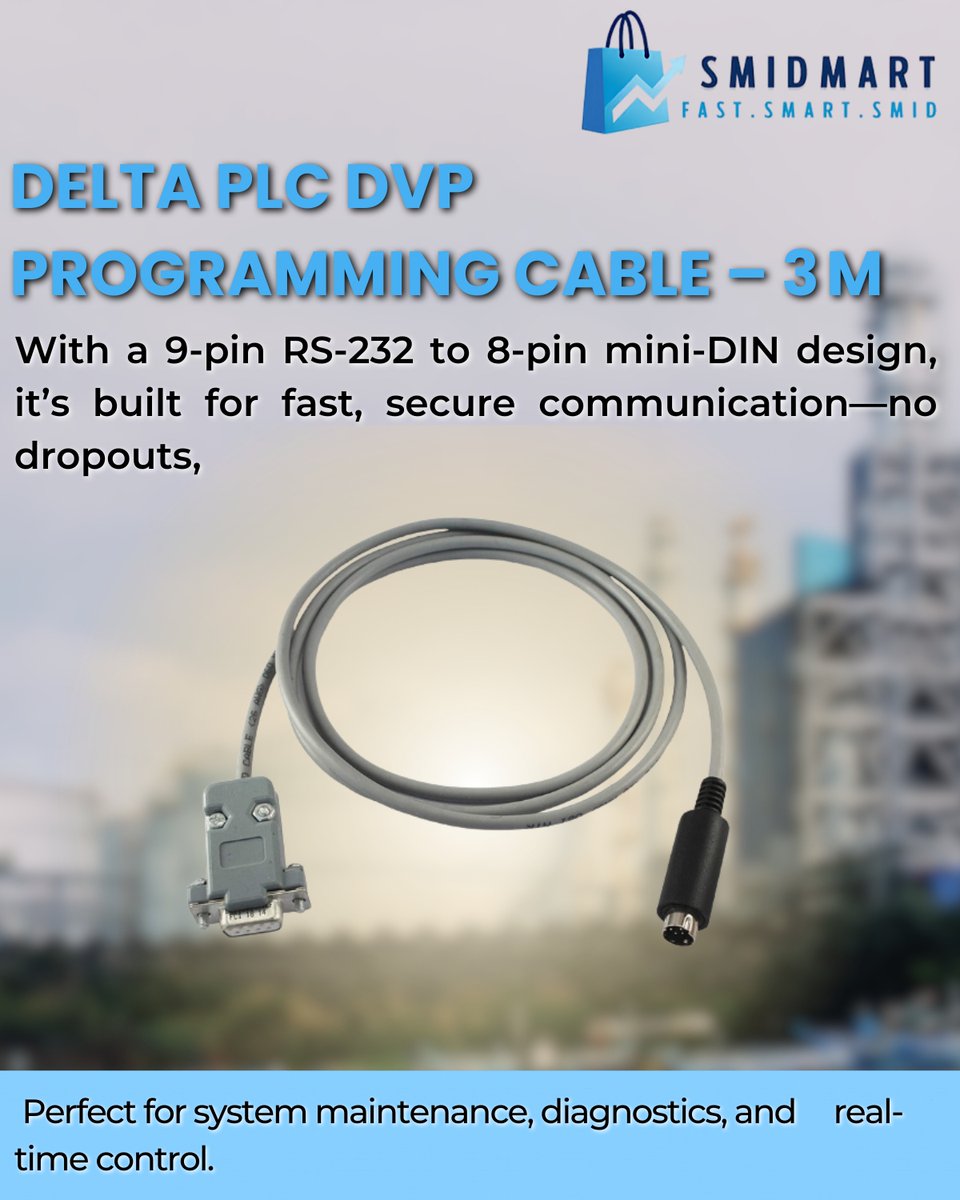 smidmart90240's tweet image. Reliable Delta PLC DVP Programming Cable – 3 m RS‑232 for Seamless PC Connectivity
to know more visit us at smidmart : zurl.co/izYcX
#AutomationEngineer #IndustrialTechnician #ElectricalEngineer #PLCProgrammer#smidnya #smidmart#TechTools #IndustrialTech