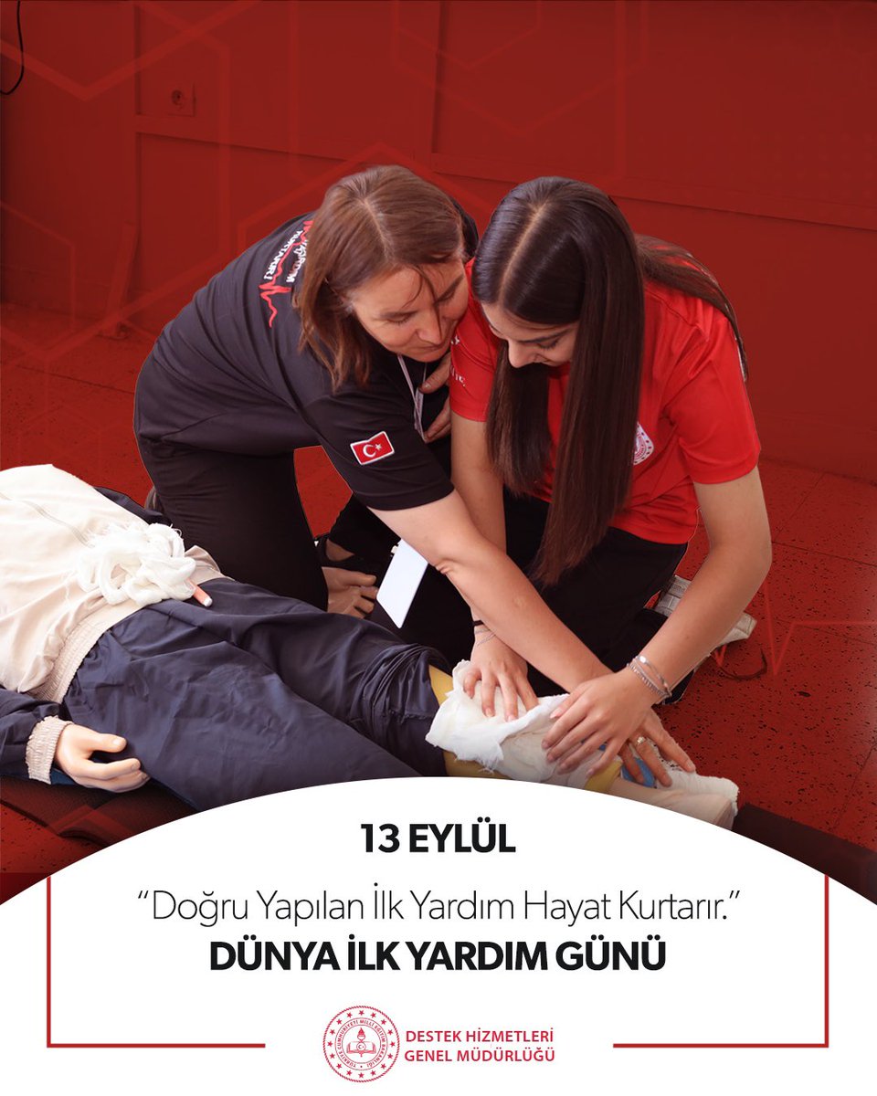 İlk yardım, yaşamı korumanın en temel yollarından biridir.
Bu anlayışla Bakanlığımız tarafından yürütülen ilk yardım eğitimleri hız kesmeden devam ediyor.

Bugüne kadar;
✅  499.432 öğretmene,
✅  3.899 okul servis şoförü &amp; rehber personele,
✅  2.700 kantin çalışanına ilk yardım