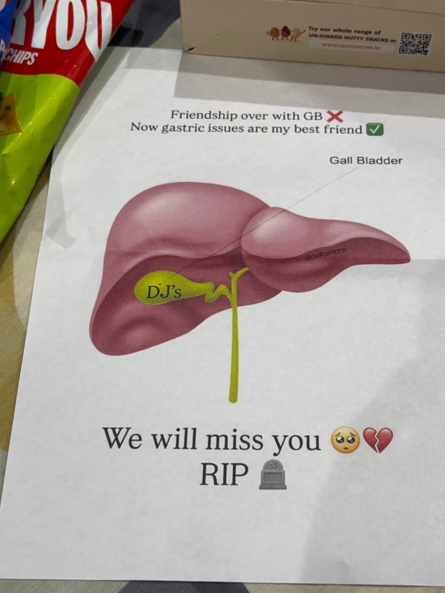 Bestie had to get her gallbladder removed, paying my condolences.