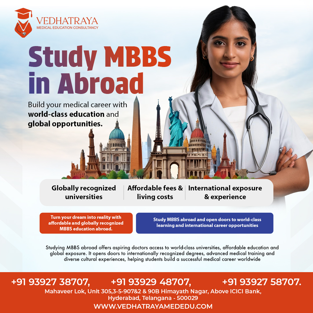 vedhatraya's tweet photo. Study MBBS Abroad with Vedhatraya Medical Education Consultancy!
+91 93927 38707 | +91 93929 48707 | +91 93927 58707
🌐 https://t.co/RU1pzyj2uG

#StudyMBBSAbroad #Vedhatraya #MedicalEducation #GlobalOpportunities #FutureDoctors #MBBSAbroad #AffordableEducation #MedicalCareer https://t.co/oI7wEVSCDl