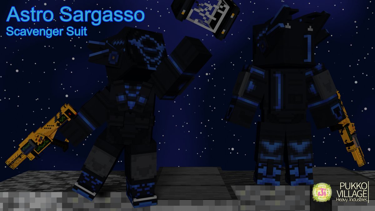 スカベンジャースーツ！SNS用画像はpngで書き出してはいけないと今更学んだ一日だった…😋ちょっと禿げた🫠  #Blockbench #Minecraft #lowpoly #pixelart