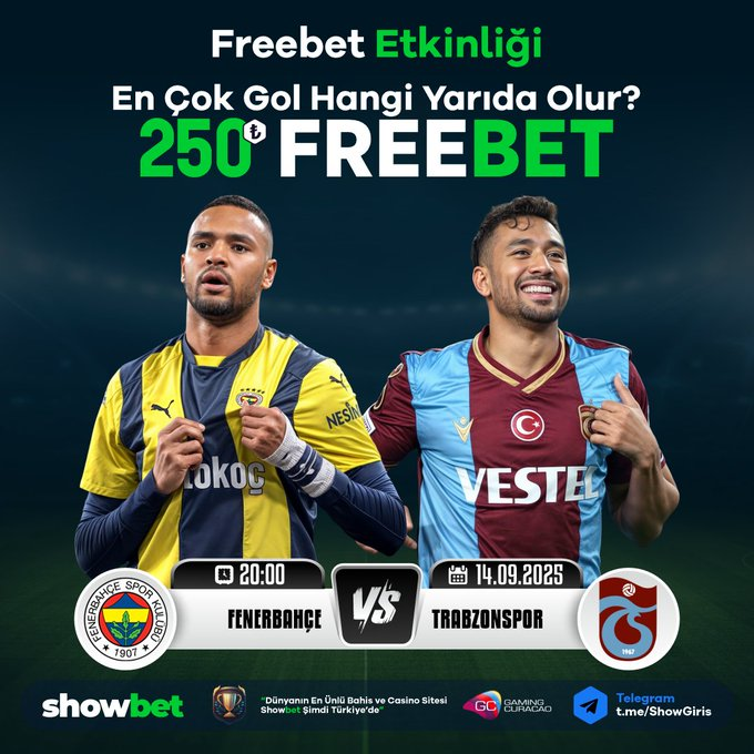 🎁#Showbet te Freebet Ödüllü Tahmin Etkinliği

Fenerbahçe 🆚 Trabzsonspor

⚽️ En Çok Gol Hangi Yarıda Olur  ⁉️

💰Doğru Tahmin Yap 2️⃣5️⃣0️⃣ ₺ Freebet Kazan🎉
Beğen + RT yap ve Takip et

➡️t2m.io/guncel_giris

#xankara #xgelirkapısı #kupon2025 #yatırımcı