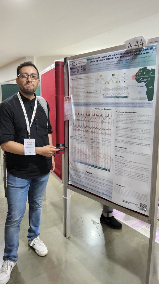 Rodrigo37708943's tweet photo. Excited to show our recent results from ODP Site 663 in the eastern equatorial Atlantic at the @ICP15_2025 in Bangalore India 🇮🇳😍 Tracing Half Preccesion Cycles along the last 3 million years! 🌍 Research of our @DFG__Official project on @LIAG_Research https://t.co/RbTUccewX2