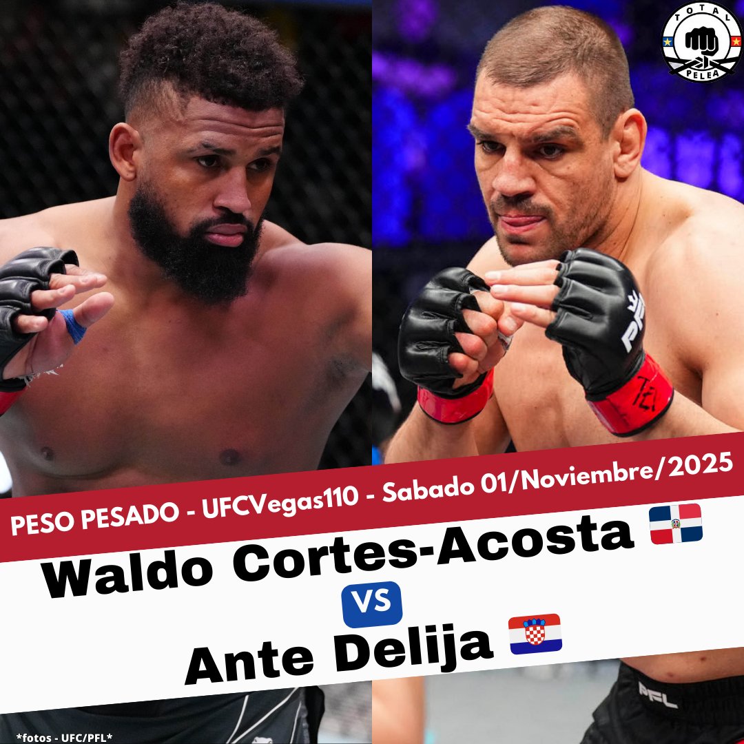 🚨 ¡RÁPIDOS REGRESOS! 🚨

Exclusiva de <a href="/ClubDeLasMMA/">MMA Latinoamérica</a> 🖊️, el dominicano Waldo Cortes-Acosta 🇩🇴 @waldocortesufc regresa rápido en el #UFCVegas110, para enfrentarse al ex campeón del PFL Ante Delija 🇭🇷, quien debuto directo al top 10 de la division.

¿Quién se lleva la victoria? 🤔