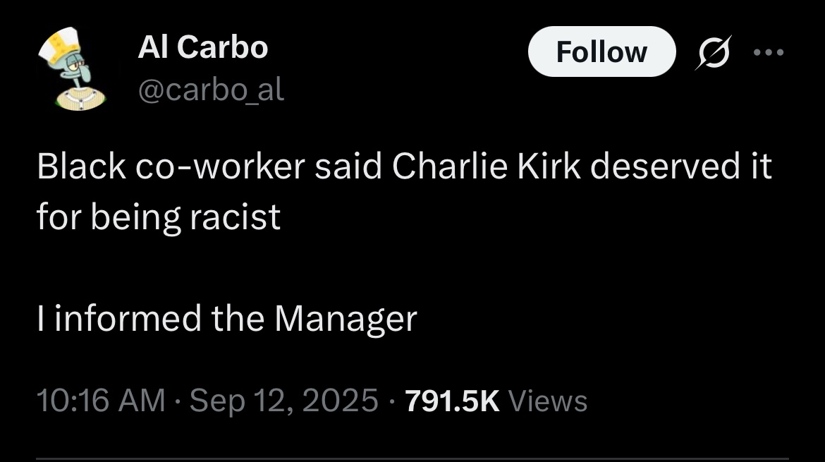 used to be “we hate the tattletale Dems” a decade ago, their student council-ass personality and fetishization of decorum.

now if you call him Charlie Merked seven men with Roth IRAs try to fax your tweet to God and get you barred from Shake Shack