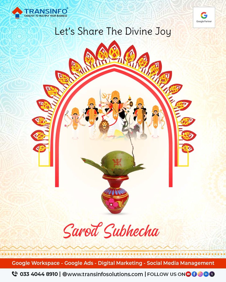 transinfosol's tweet image. Soak in the devotion of scared awakening!
We are living in the festive state of mind and radiating with the positivity.
All you out there…glow with the celebratory flow and create fondest memories.
#SarodSubhecha to you all. ☺

#Transinfo #TransinfoSolutions #DurgaPuja2025