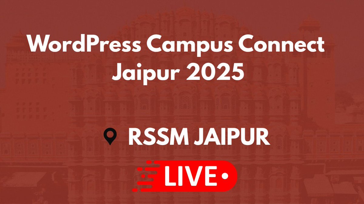 wordpressjaipur's tweet photo. 📢 We’re Going LIVE!

🎉 Join us for WordPress Campus Connect
📍 At Rajasthan Swayat Shasan PG Mahavidyalaya, Jaipur

💻 Watch Live Here: https://t.co/4lM8pBfQ21
#WordPressCampusConnect #WPCommunity #WPJaipur #WordPress https://t.co/g6urkdes9C