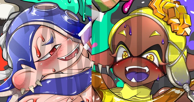 skebで描きました みんなでふたなりおまんこラブラブ子作りバトルの絵です