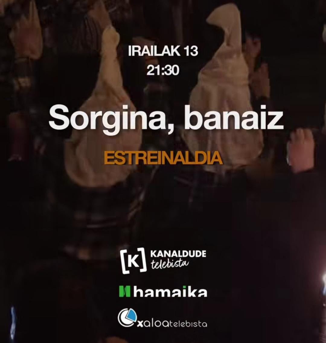 🎬 Adi! Estreinaldi berezia gaur! Asisko Urmenetaren "Sorgina, banaiz" dokumentala gaur iluntzean <a href="/Kanaldude/">Kanaldude</a>, <a href="/HamaikaTb/">Hamaika Telebista</a> eta <a href="/xaloatbxaloa/">Xaloa Telebista</a>|n estreinatuko da aldi berean. Etzazue galdu! 🎬 #pantailakeuskaraz