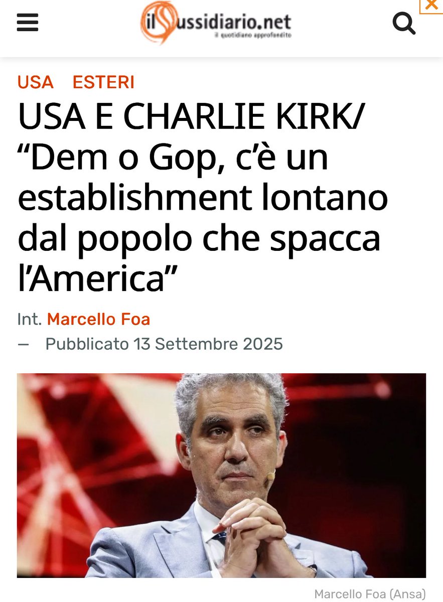 L’omicidio di Charlie #Kirk riflette un malessere identitario degli Stati Uniti che è molto più profondo e diffuso di quanto si immagini. La mia analisi controcorrente in questa intervista a <a href="/ilsussidiario/">ilSussidiario</a> 

ilsussidiario.net/news/usa-e-cha…