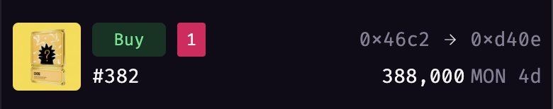 Four days ago, a Chog Pass NFT sold for 388k MON, the highest sale on Monad Testnet. 

At today's MON premarket prices, that's ~$10k USD. 🤯

Still holding mine; it's exciting as Monad Mainnet approaches.