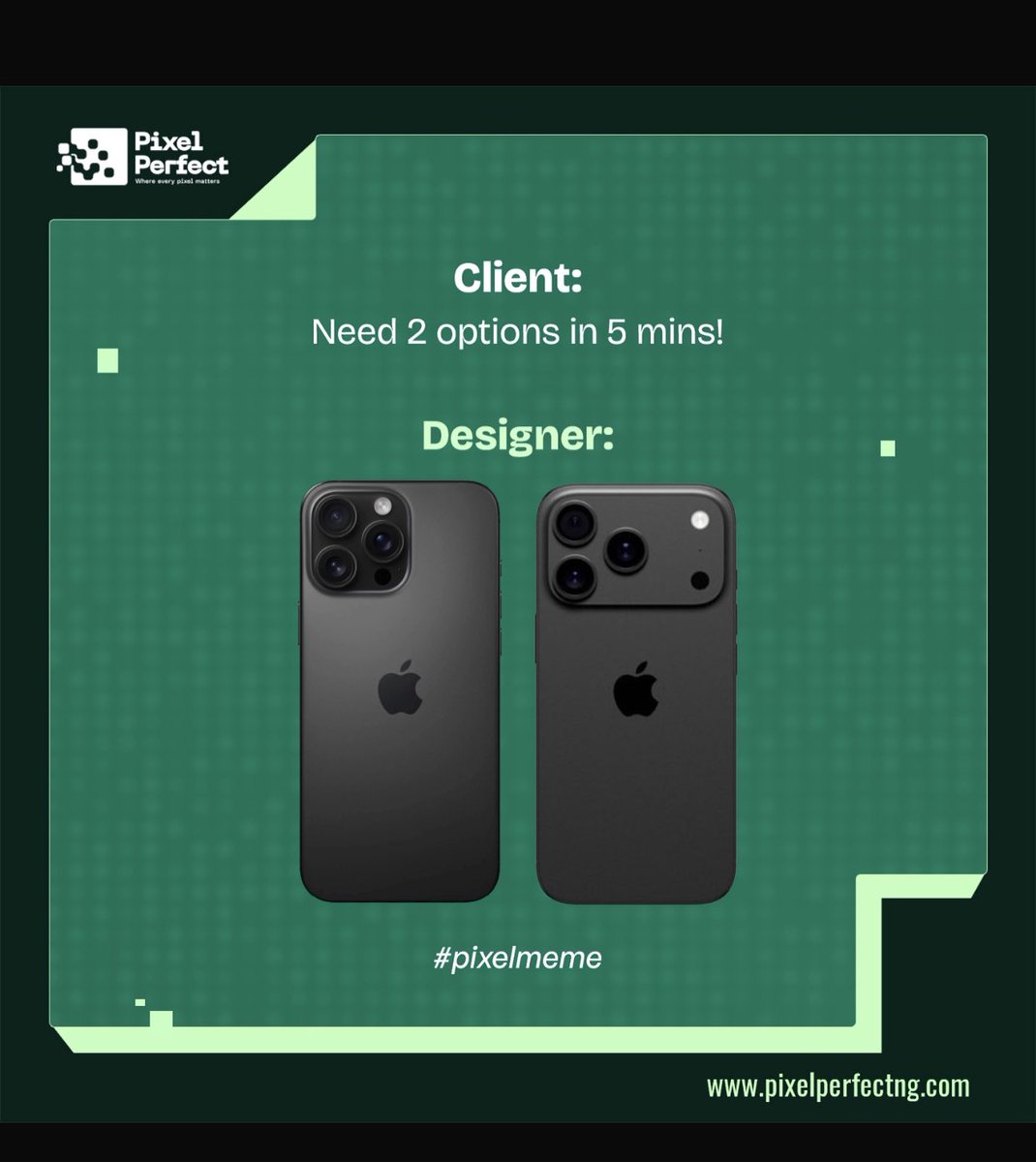 pixelperfectng's tweet image. Client: &quot;Just need 2 quick options in 5 mins!&quot;
IT agencies: Internally screaming while opening 15 tabs

The &quot;simple request&quot; that&apos;s never actually simple 😅

#ITAgencyLife #ClientLogic #TechLife #AgencyStruggles #iPhone17 #apple #hildabaci #GuinnessWorldRecords #BBNaijaS10