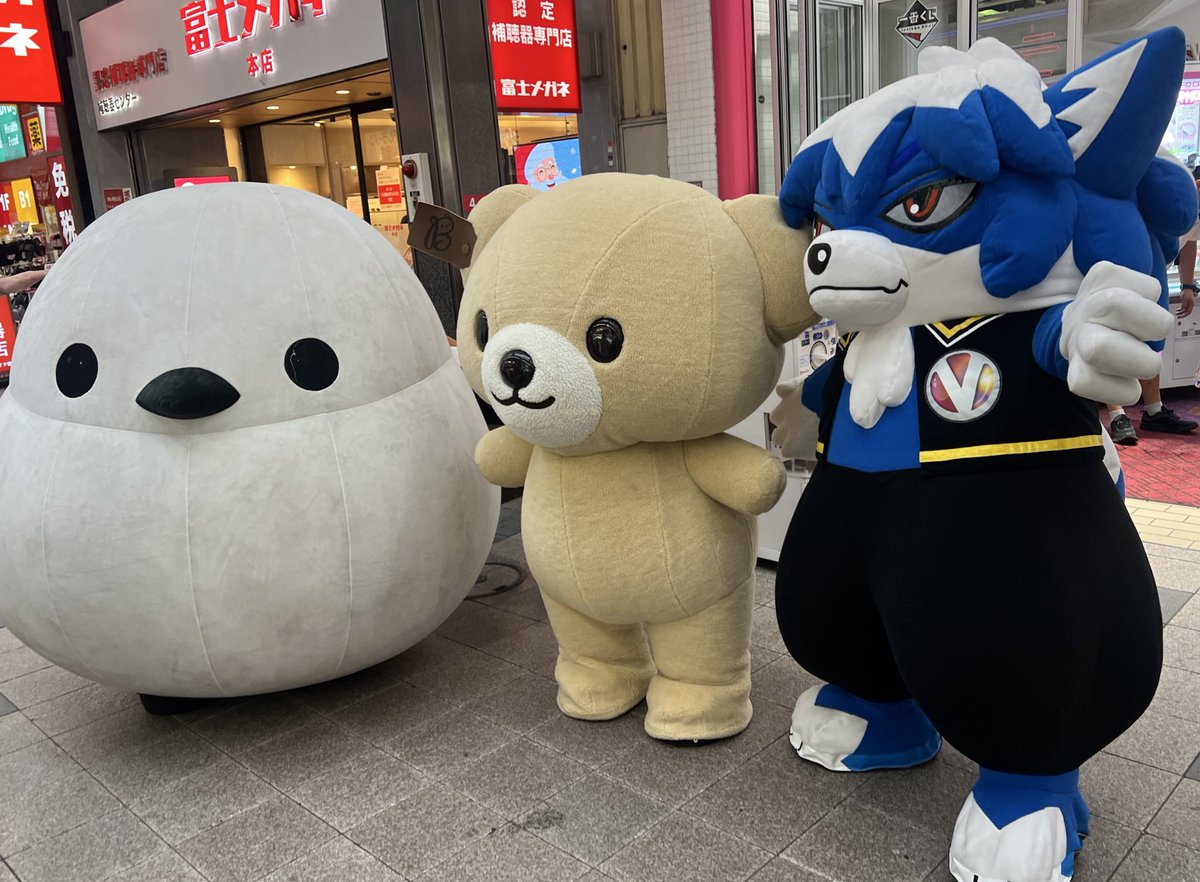 tanukome's tweet photo. 狸小路店に戻ってきたぞー！！✨✨

早速4丁目のベガジオに行って、遊びに来ていた着ぐるみたちに乱入してきてたwwww
ベガルフ破天荒すぎて怖いwwww

今入り口前にベガルフといるよー！✨✨
あそびにきてね！！！！ https://t.co/EwSlLtrfoa