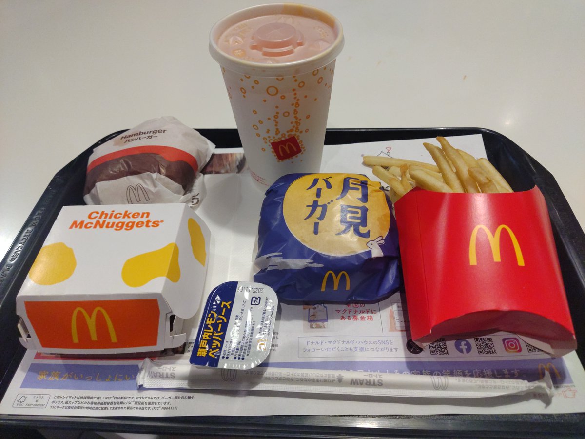 本日のご飯シリーズ第57弾

皆様はもう食べましたか？
マクドナルドで月見バーガーを注文してきました🫡

この時期はやっぱりこれですよ👍

他の飲食チェーン店でも月見バーガーを販売中みたいなので食べつくしてきます！(大嘘)
