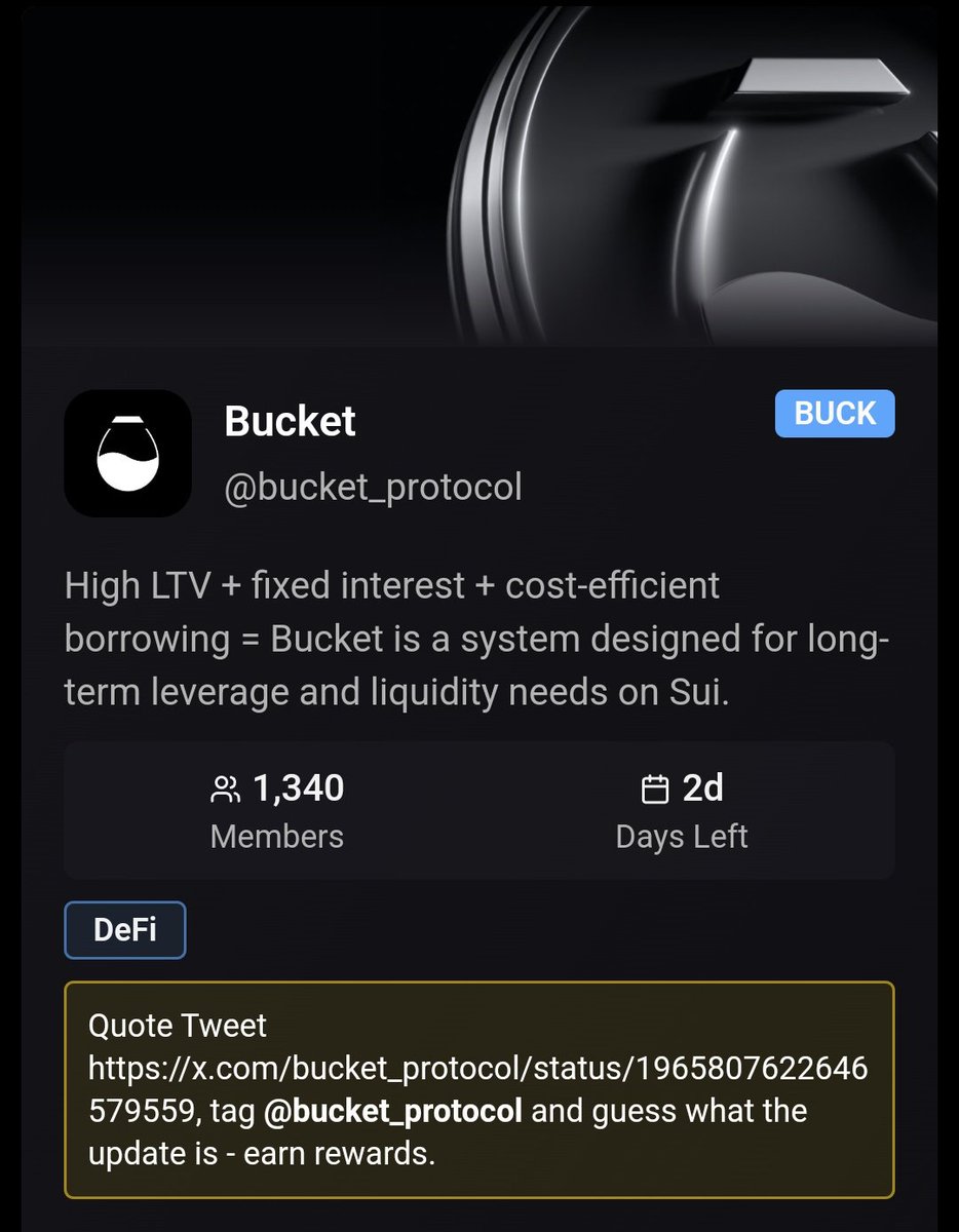 Christian (@chockieee_) on Twitter photo We only have 2 days left to preach about <a href="/bucket_protocol/">Bucket Protocol πͺ£</a> π£οΈ <a href="/GiveRep/">GiveRep</a>
Who's active right now? Let's connect!
#GiveRep #BucketProtocol We only have 2 days left to preach about <a href="/bucket_protocol/">Bucket Protocol πͺ£</a> π£οΈ <a href="/GiveRep/">GiveRep</a>
Who's active right now? Let's connect!
#GiveRep #BucketProtocol