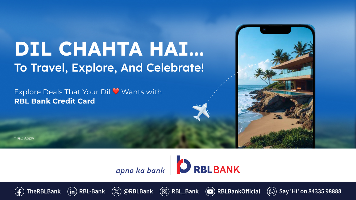 Travel. Explore. Celebrate.
Make every experience bigger with the power of your RBL Bank Credit Card, designed for the explorer in you.
Click here: bit.ly/41PnopL

#FestiveVibes #ItsThatFeelingAgain #RBLBankCreditCards #ApnoKaBank #RBLBank