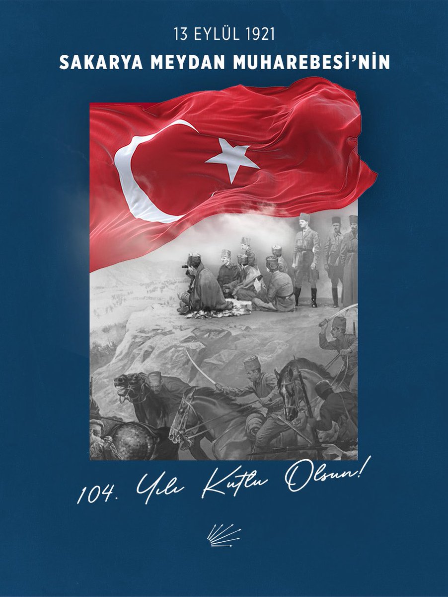 Milletimizin kaderini değiştiren 22 gün 22 gece süren Sakarya Meydan Muharebesi’nin 104. yıl dönümünde Cumhuriyetimizin kurucusu Gazi Mustafa Kemal Atatürk ve tüm kahramanlarımızı sonsuz saygı ve minnetle anıyoruz.