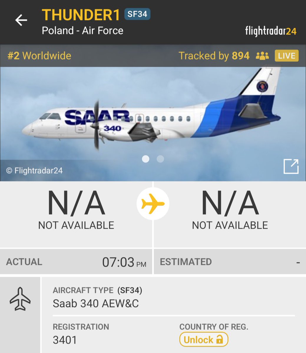 OSINTMilTracker's tweet photo. 🇵🇱📡✈️ Polish Air Force, Saab 340 AEW&C (AWACS) Early Warning and Control aircraft gathering Intelligence in Eastern #Poland, along with the Kaliningrad enclave of #Russia.
#THUNDER1 | #SF34 | REG 3401 https://t.co/SBXe61mkA3