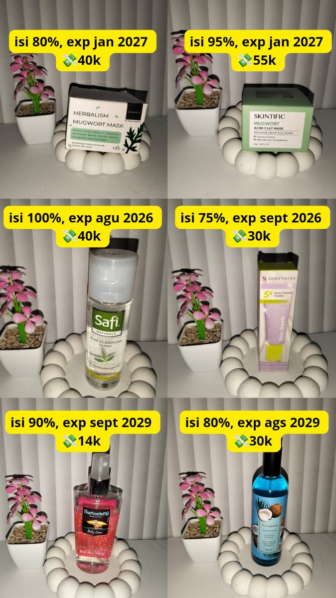 diarydailys's tweet photo. WTS smua ori, dom Tangerang, bisa req di oren, WTS scarlett skintific clay mask , toner safi acne , skin goals moist somethinc , evangeline coconut , herborist parfum https://t.co/tOTEGmIcmA