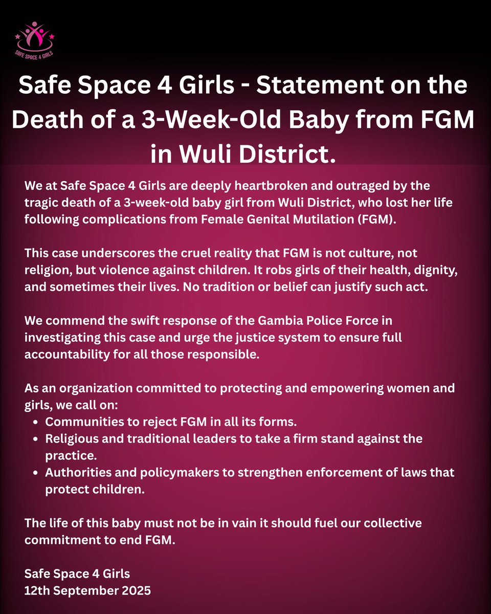 Decades of advocacy, research &amp; reform; yet FGM still persists. 💔 

The evidence is clear: FGM is harmful, irreversible &amp; leaves survivors with lifelong wounds and with little or no support. 
We demand justice and care for all survivors. 
#EndFGM220 #safespace