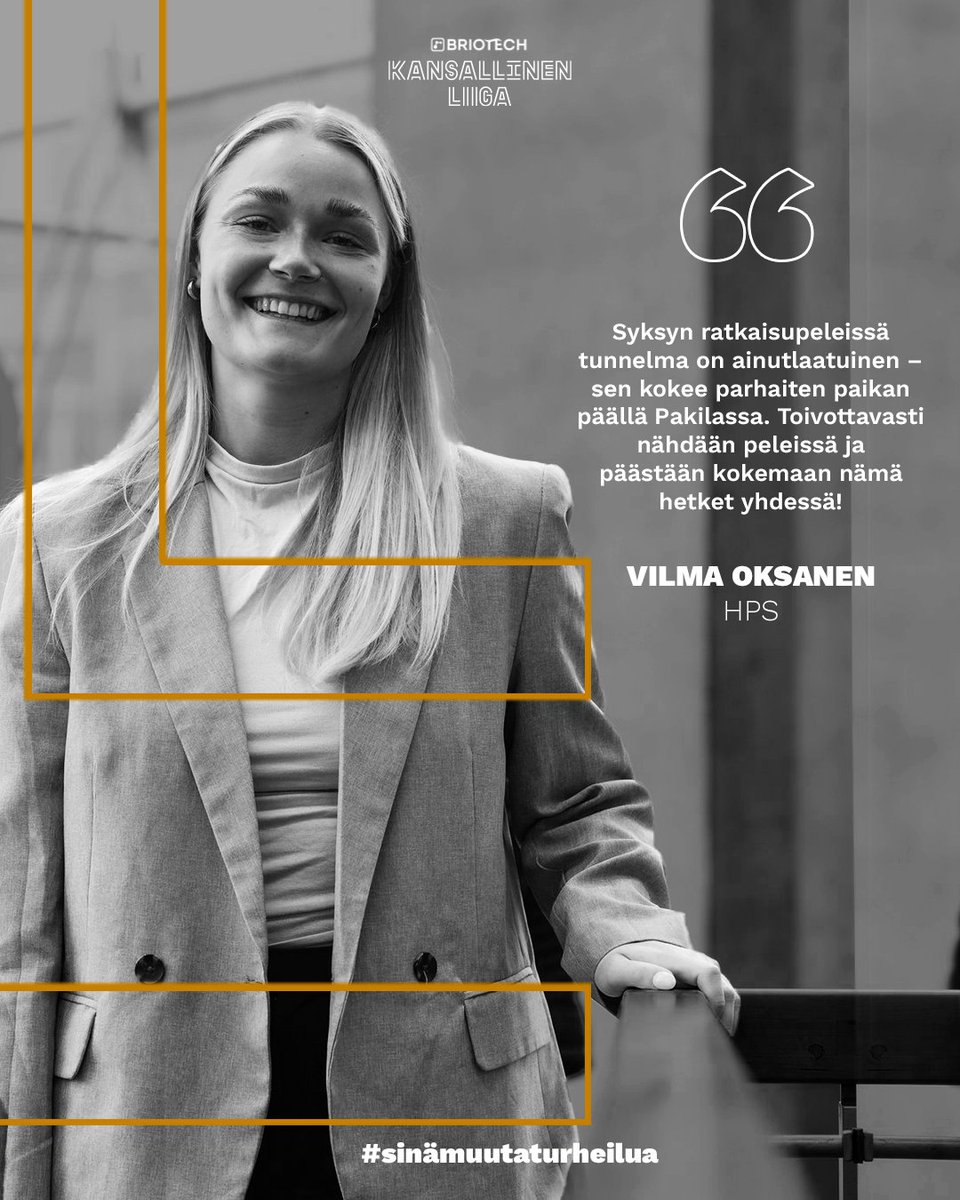 𝐒𝐲𝐤𝐬𝐲𝐧 𝐫𝐚𝐭𝐤𝐚𝐢𝐬𝐮𝐨𝐭𝐭𝐞𝐥𝐮𝐭 𝐨𝐯𝐚𝐭 𝐦𝐞𝐧𝐨𝐬𝐬𝐚 – 𝐇𝐏𝐒 – 𝐕𝐈𝐅𝐊
 
🎙️ Vilma Oksanen: "Syksyn ratkaisupeleissä tunnelma on ainutlaatuinen – sen kokee parhaiten paikan päällä Pakilassa. Toivottavasti nähdään peleissä ja päästään kokemaan nämä hetket yhdessä!"