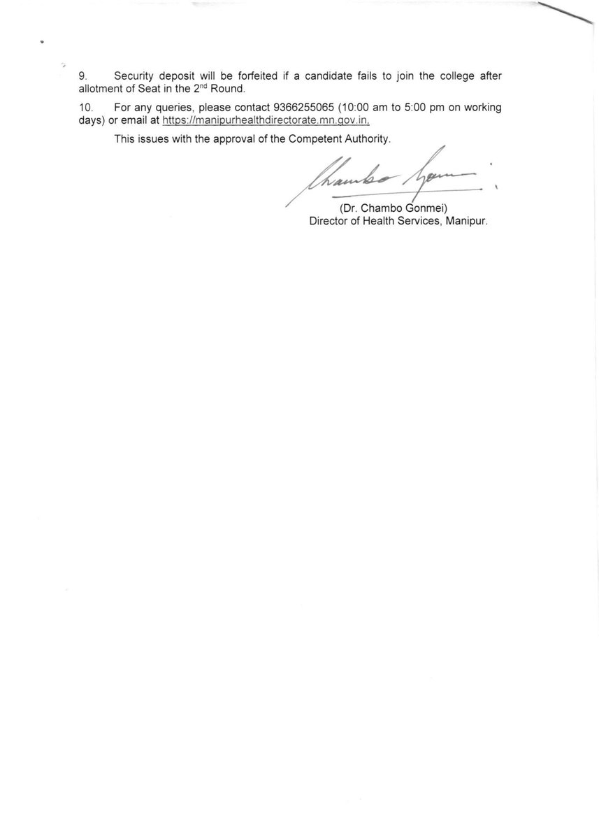dhsmanipur's tweet photo. Notification for 2nd Round of Manipur Medical e-Counselling 2025.
For details, please check the official website of the Directorate:
https://t.co/FO18Z2nU7m https://t.co/XPn5j4BCaa