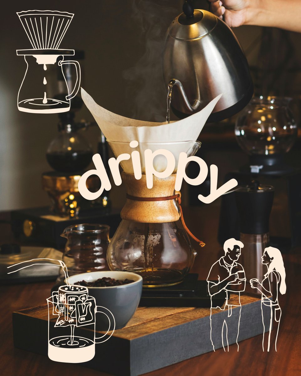 Shilpi_199's tweet photo. Drippy is a simple but your go to brand for raw filter coffee.
I made some illustrations for it and a logo 🎀

Pictures are taken from: @Pinterest  &amp; @unsplash https://t.co/D0CY2OydTt
