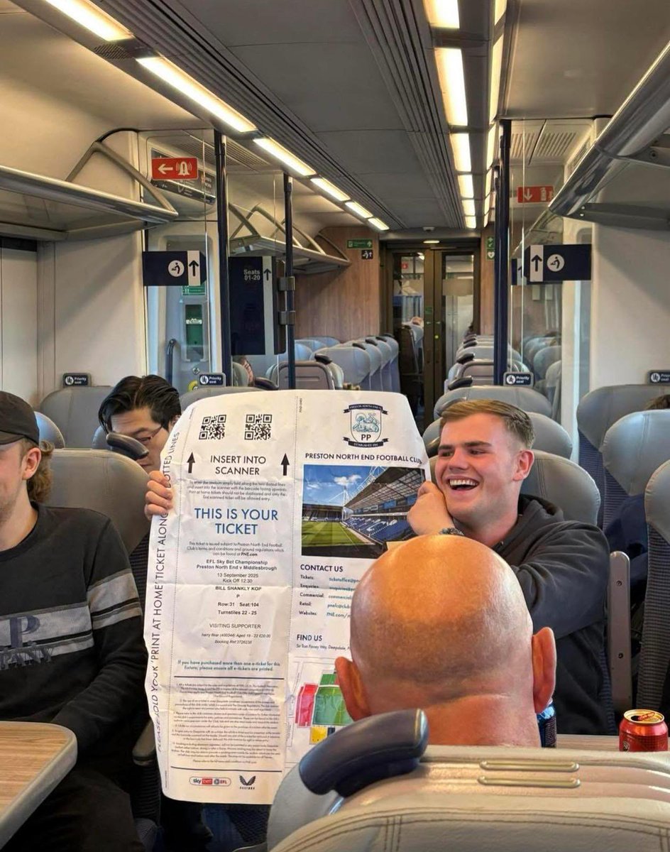 FBAwayDays's tweet image. Middlesbrough fans had to print their own tickets for Preston today, and this lad has done a great job! 🤣