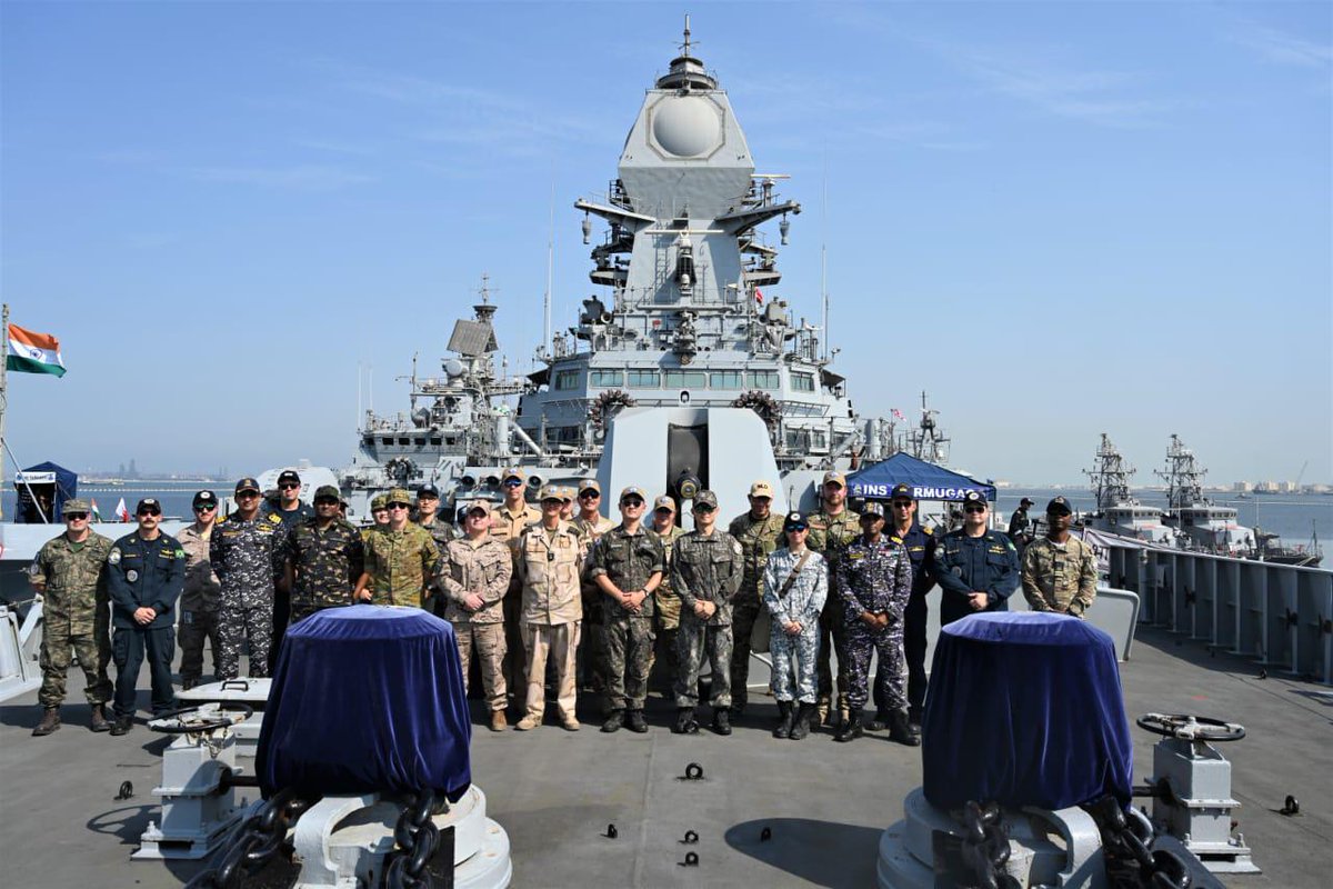 IN_WesternFleet's tweet photo. #MissionDeployed @NorthArabianSea
#SwordArm made a Port call at #Manama
#FOCWF and Crew of ships interacted with our #MaritimePartners.
Professional engagements with RBNF, CMF & French Navy focused on Interoperability and Cross-Deck Ops. Indian diaspora ๐ฎ๐ณ and students visited for #WarmConnect
#IndiaBahrain ๐ฎ๐ณ๐ค๐ง๐ญ
#StrengtheningMaritimeSynergy
#StrategicPartnership
@IndiaInBahrain
@indiannavy
@IN_WNC
@DefPROMumbai
@CMF_Bahrain
@US5thFleet