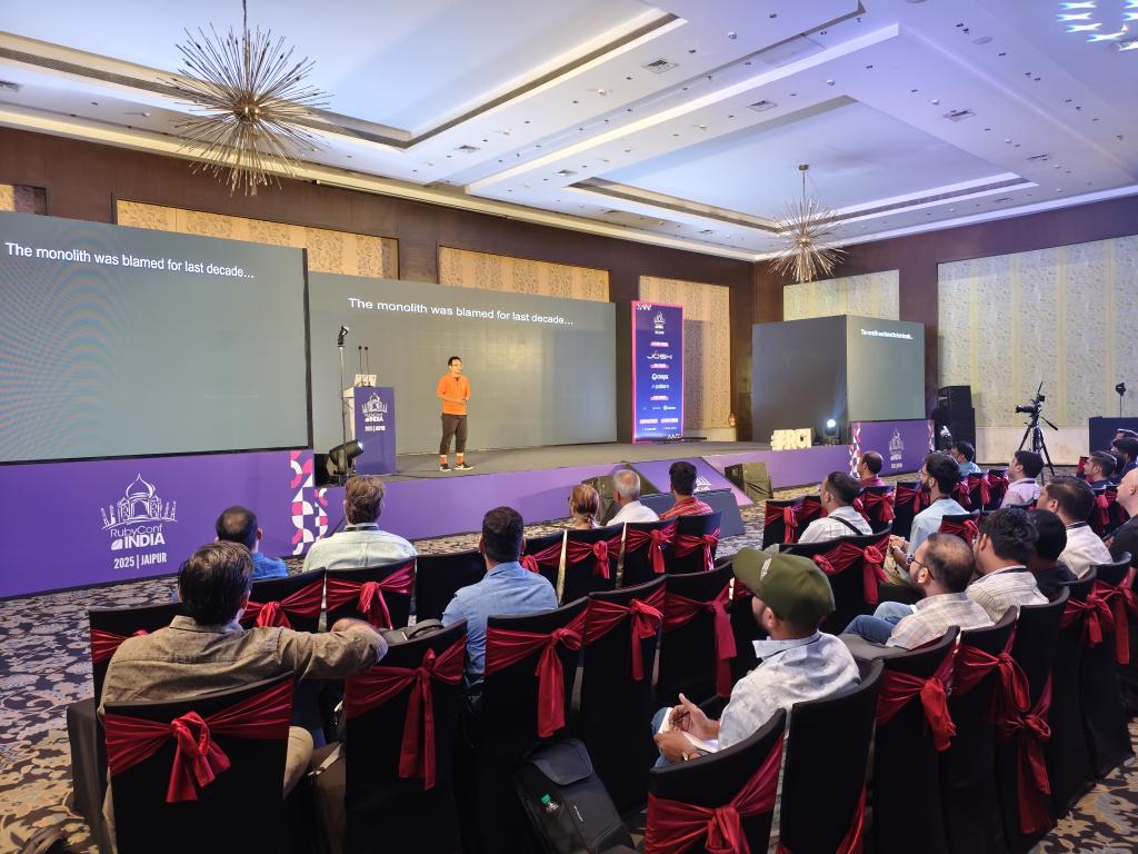 rubyconfindia's tweet image. Is the monolith really a problem? 

Chikahiro Tokoro takes the stage at #RCI25 to challenge what we think we know and bring new perspectives.

#RCI #Rubyconf #Rubyconfindia